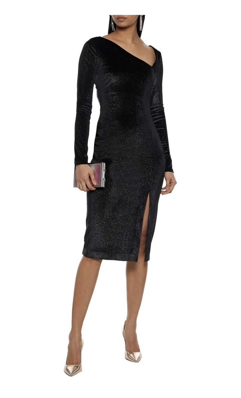 Just Cavalli by Roberto Cavalli Metallic Velvet Dress 10U.S. Black MSRP$465